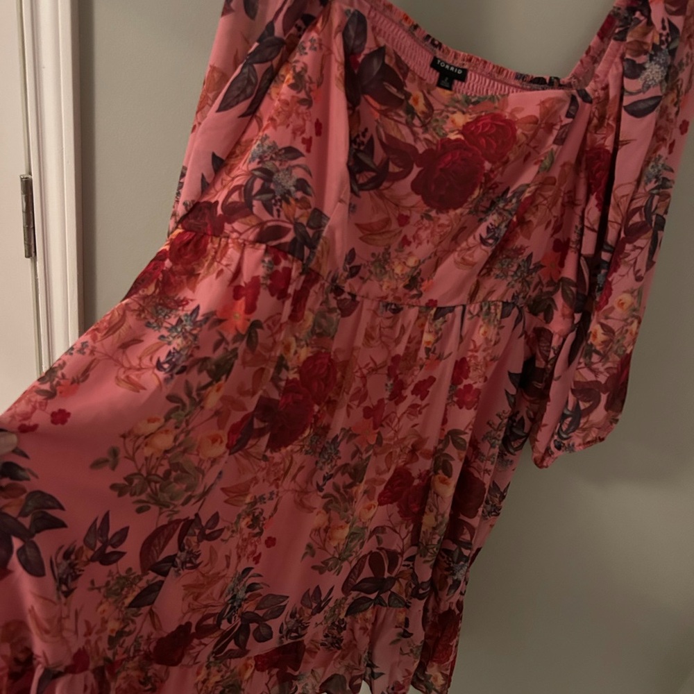 Torrid Pink and Red Floral Dress